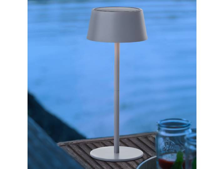 BRILLIANT gris Lampe solaire d'extérieur PICCO rechargeable par énergie solaire et USB 4W 300lm 3000K métal/plastique