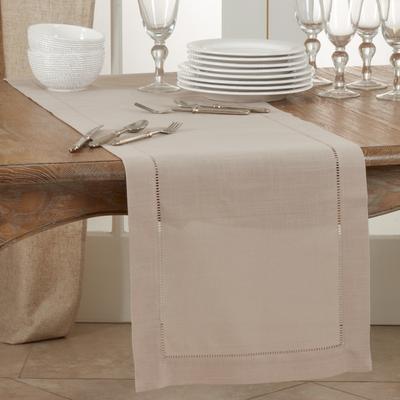 Saro Lifestyle Classic Hemstitch Table Runner - Textured Border Runner for Dining & Formal Entertaining