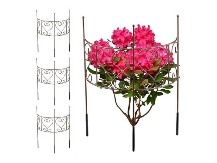 Relaxdays Tuteur Demi-Cercle\, Lot de 4\, Support Plantes Semi-Circulaire Fleurs et Plantes\, hxl: 41\,5x31 cm\, Acier\, Brun