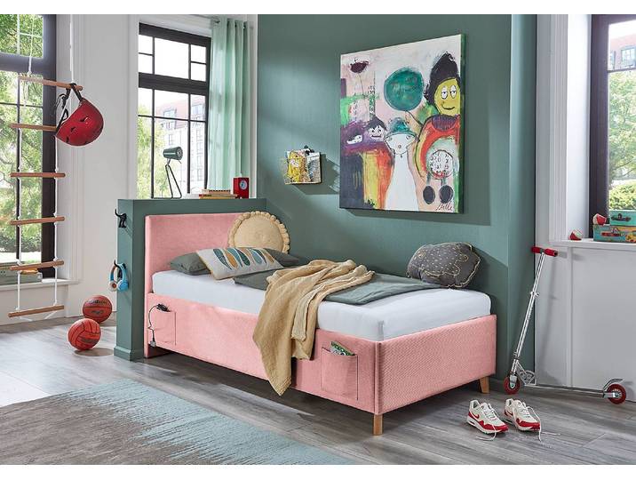 Polsterbett 140 x 200cm mit Lattenrost Pink