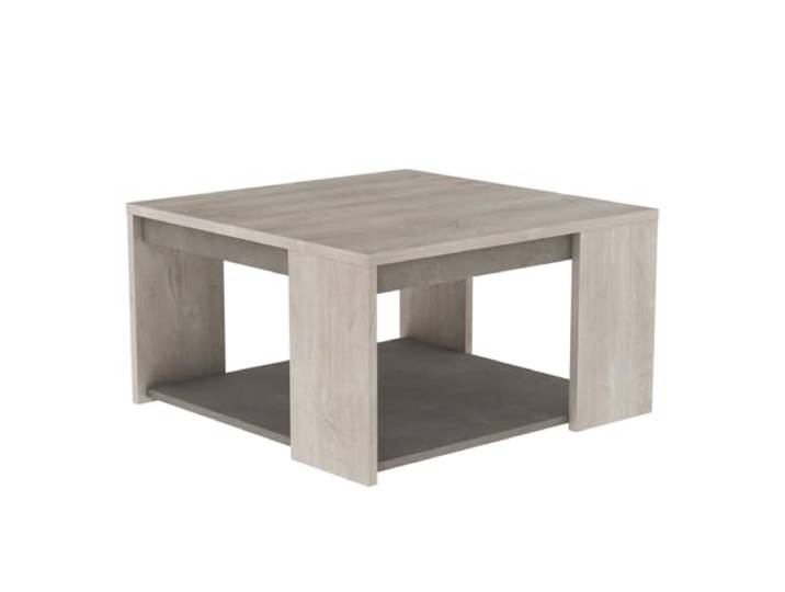 CALICOSY Table Basse Carrée L80 cm - Décor chêne et béton - Antibes