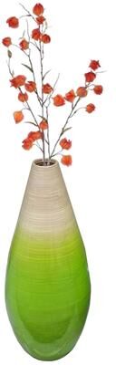 Uniquewise Bamboo Floor Flower Vase Tear Drop Design for Dining, Living Room, Entryway Decor Fill It with Dried Branches or Flowers, Green