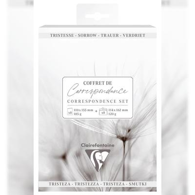 Clairefontaine 5x Thematisches Korrespondenzset, 8 Umschläge Pollen C6 (114x162mm) 120g + 8 Doppelkarten 110x155m185g, Beileidsbekundungen - 81003C