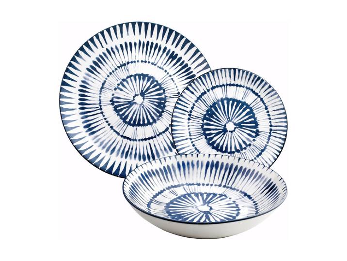 Kombiservice Ibili Zeeland 26.8-20-19.2 cm 12 Stück , blau (blau, weiß), 12 Stk., Porzellan, Geschirr-Sets, Kombiservice