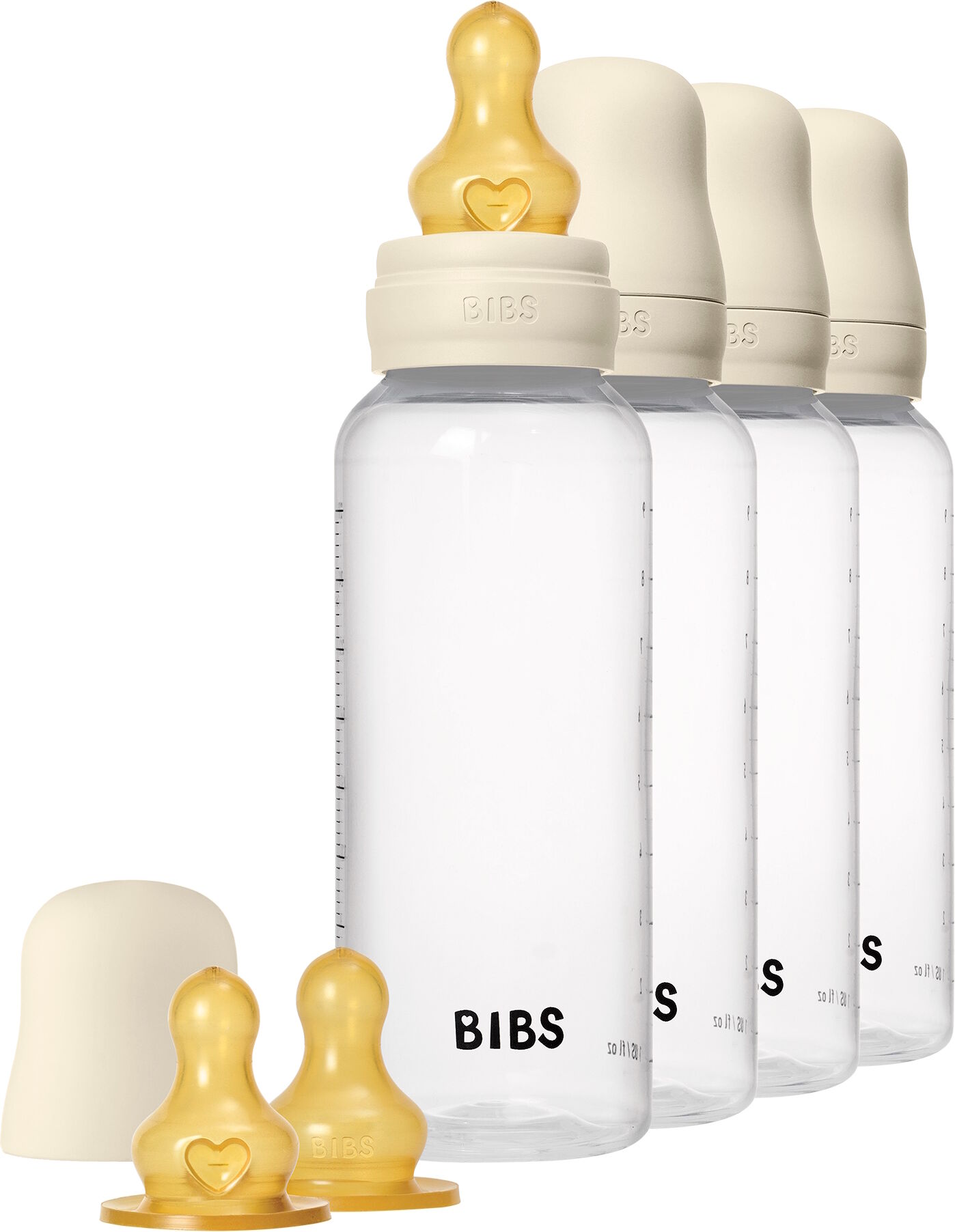BIBS Baby Bottle Round Latex 4 pack 270 ml Ivory 4 stk