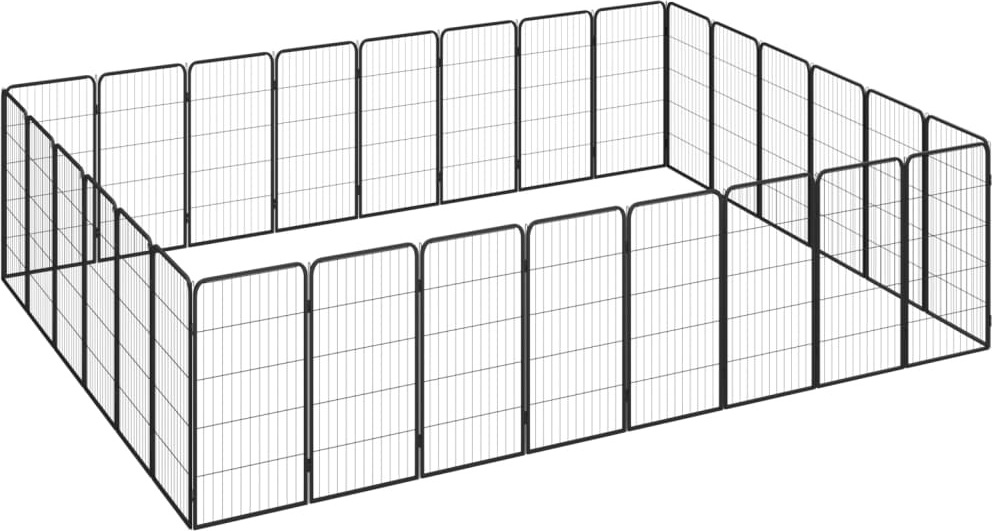 28-tlg. Hundelaufstall Schwarz 50x100cm Stahl Pulverbeschichtet