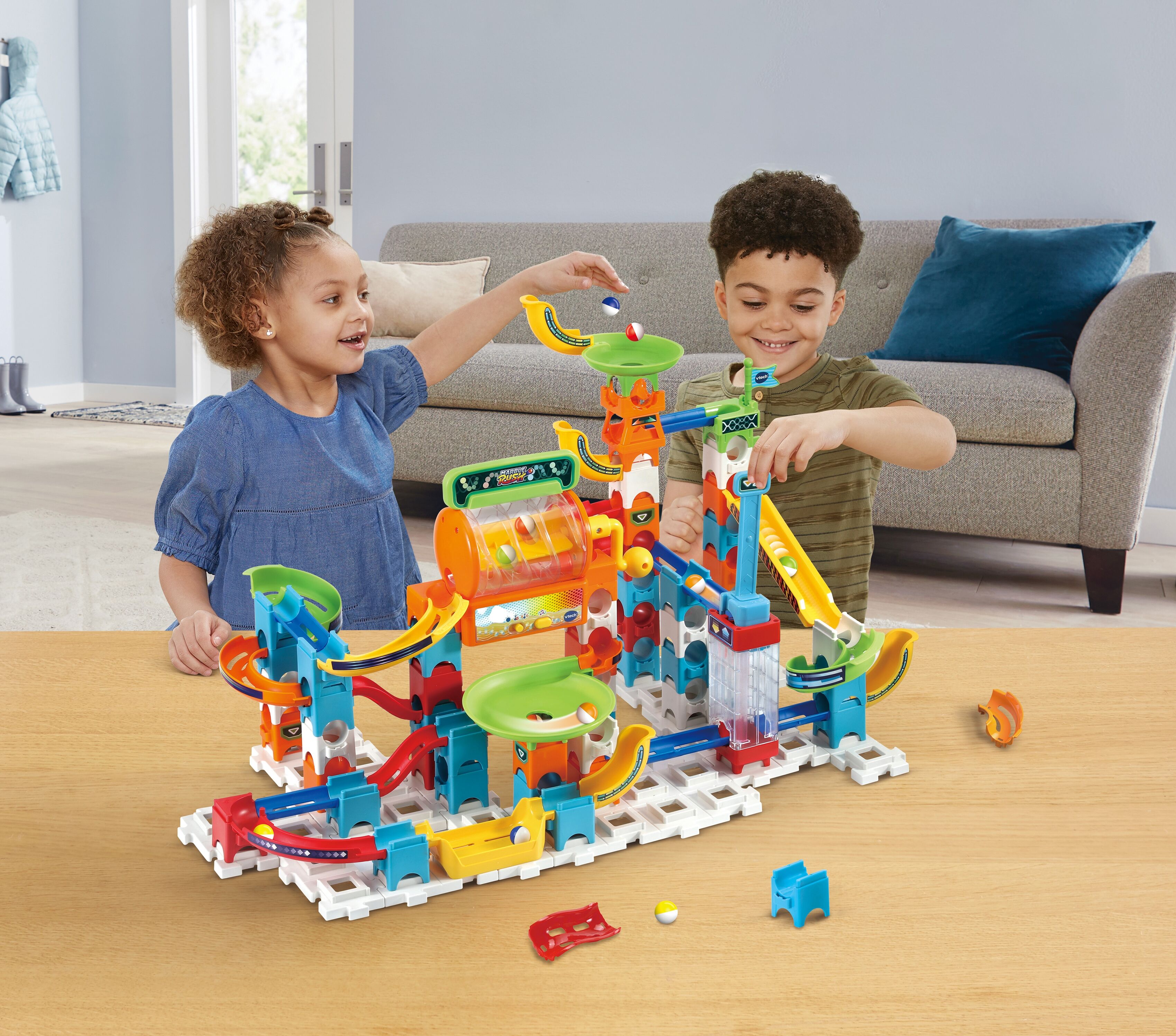 Kugelbahn VTECH "Marble Rush - Super Action Set L100 E", bunt, Kugelbahnen, Kinder, Kunststoff, Kugelbahn