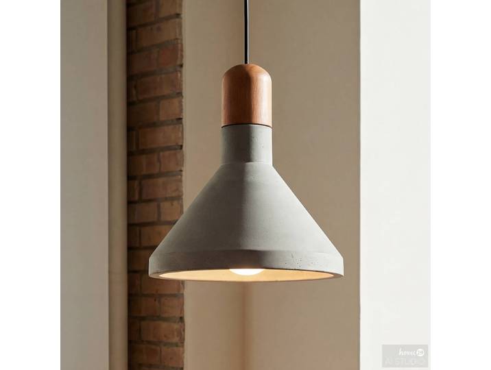 Pendelleuchte OREL 22 x 150 x 22cm Grau 1 Schirm: Beton / Massivholz Pinie, geölt Gestell: Eisen, pulverbeschichtet E27