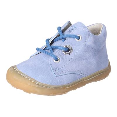 Lauflernschuh PEPINO BY RICOSTA "CORY", Baby, Gr. 25, Leder, blau (cloud, hellblau), Schuhe Lauflernschuh, Schnürschuh m. Weiten-Meßsystem, Leder, Größenschablone zum Download