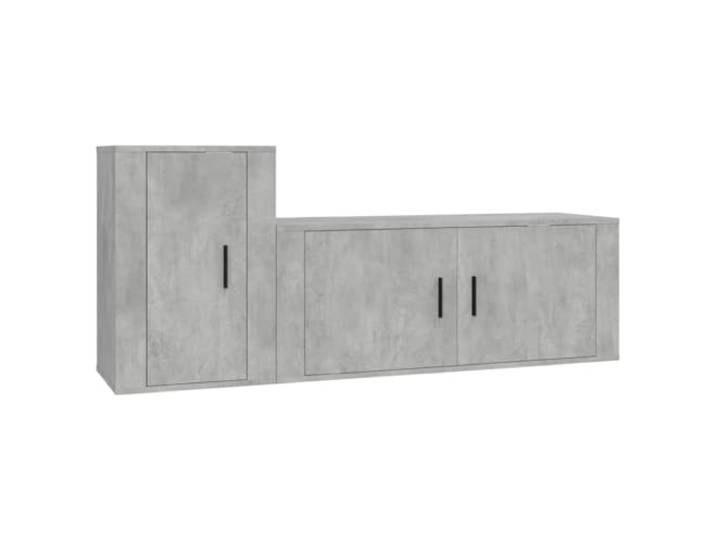 hliofuir 2-TLG TV-Schrank Set Betongrau Wandmontage Lowboard Holzwerkstoff Flexibles 2-teiliges Hängeboard-System für Wohnzimmer und Schlafzimmer mit geschlossenen Fächern für Ordnung.