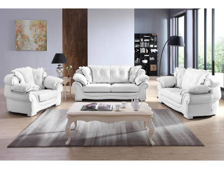 SOFORT LIEFERBAR XL Sofagarnitur 3/2/1 Nico Leder Polstergarnitur WEIß SONDERPREIS