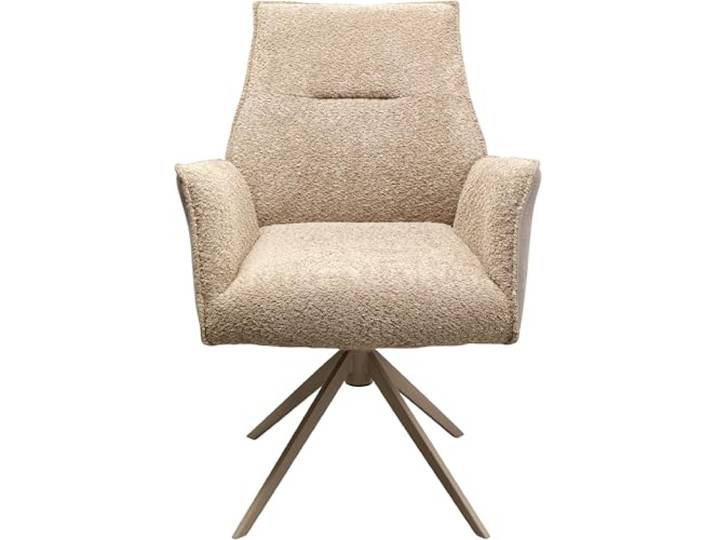 Kare Design Drehstuhl Liverpool, Beige, 90x64x61 cm, Esszimmerstuhl, Polsterstuhl, Drehbar, 49cm Sitzhöhe, Esszimmer