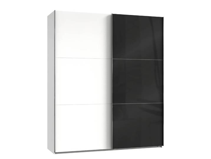 Schwebetürenschrank Level 36 C 200 x 236cm ohne Weiß/Weiß/Hochglanz Schwarz