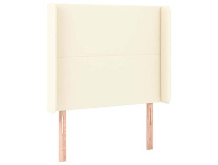 Makastle Kopfteil mit Ohren Creme Kunstleder 93x16x118 cm Höhenverstellbar