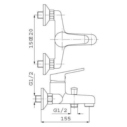 Ferron Bateria wannowa Ferro Standard ścienne chrom (BST11) (39148369)