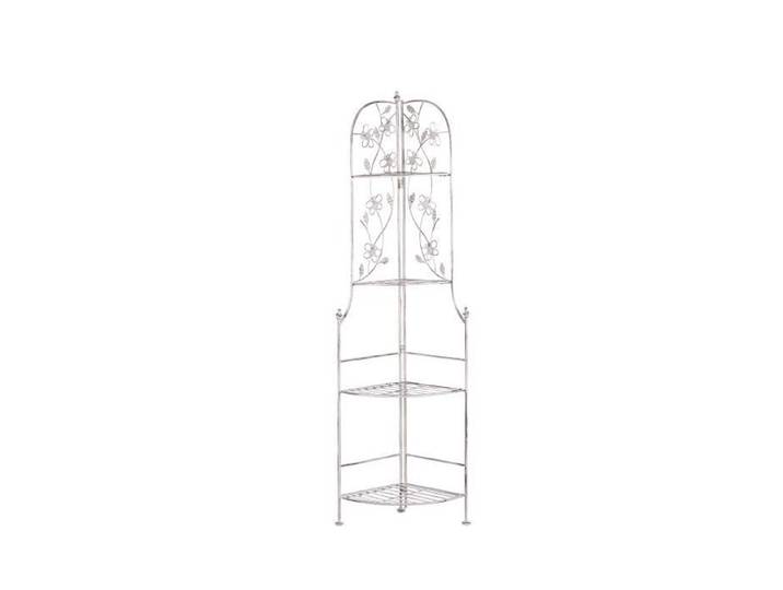 Étagère d'angle de jardin blanche 4 niveaux BIELLA - BELIANI - Vintage - Métal - 35x35x158 cm