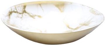 "Alice Pazkus 12.5"" White And Gold Marbleized Oval Bowl"