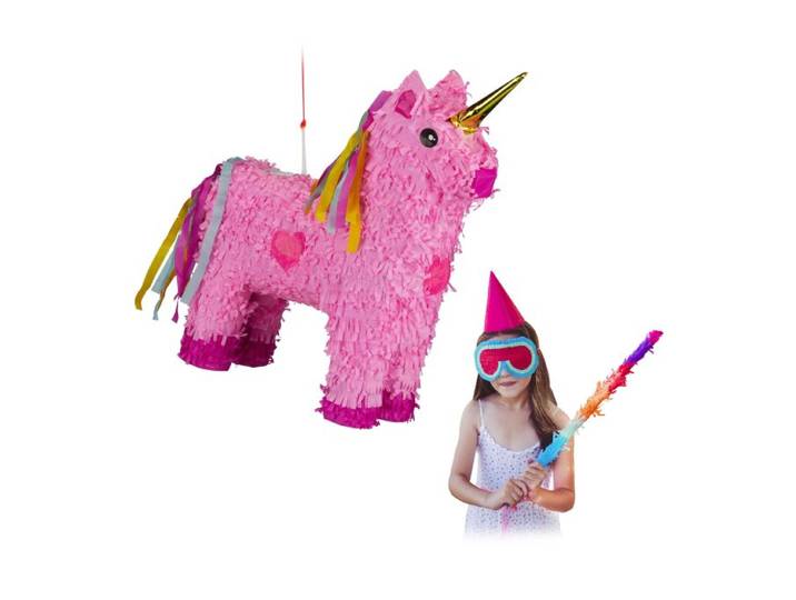 Relaxdays 3-teiliges Pinata Set Einhorn
