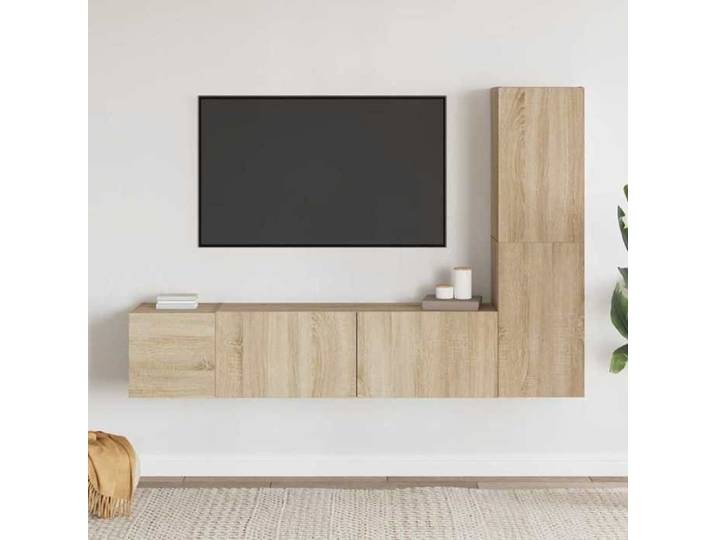Ensemble Armoires-HIFI (Lot de 3) - Meuble TV suspendu - Grande espace - Chêne sonoma Bois d'ingénierie(3 parcel) T6082