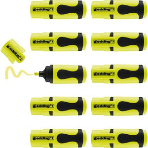 Edding Textmarker 7, Mini Highlighter, 10 Stück, Strichbreite 1 - 3mm, gelb