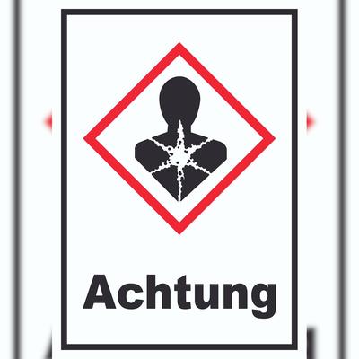 HB-Druck Aufkleber Gesundheitsgefahr Achtung Sensibilisierung der Atemwege A9 (37x52mm)