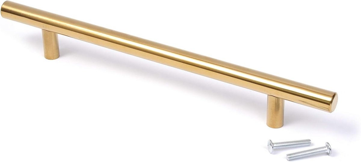 T-bar handvat kastgreep voor keuken en meubels in geborsteld goud, roestvrij staal, 128mm gatcentra