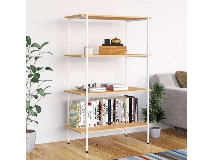 Étagère à dossiers/Cabinet à vitrine Blanc - Magnifique Étagère à 3 niveaux - Blanc et chêne 80x40x130cm CL2947635