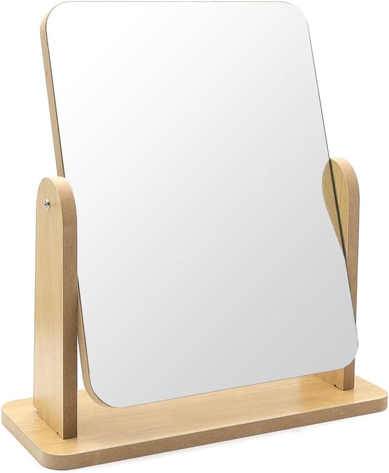 Draaibare houten cosmeticaspiegel voor make-up en haarstyling, 22 x 17 cm