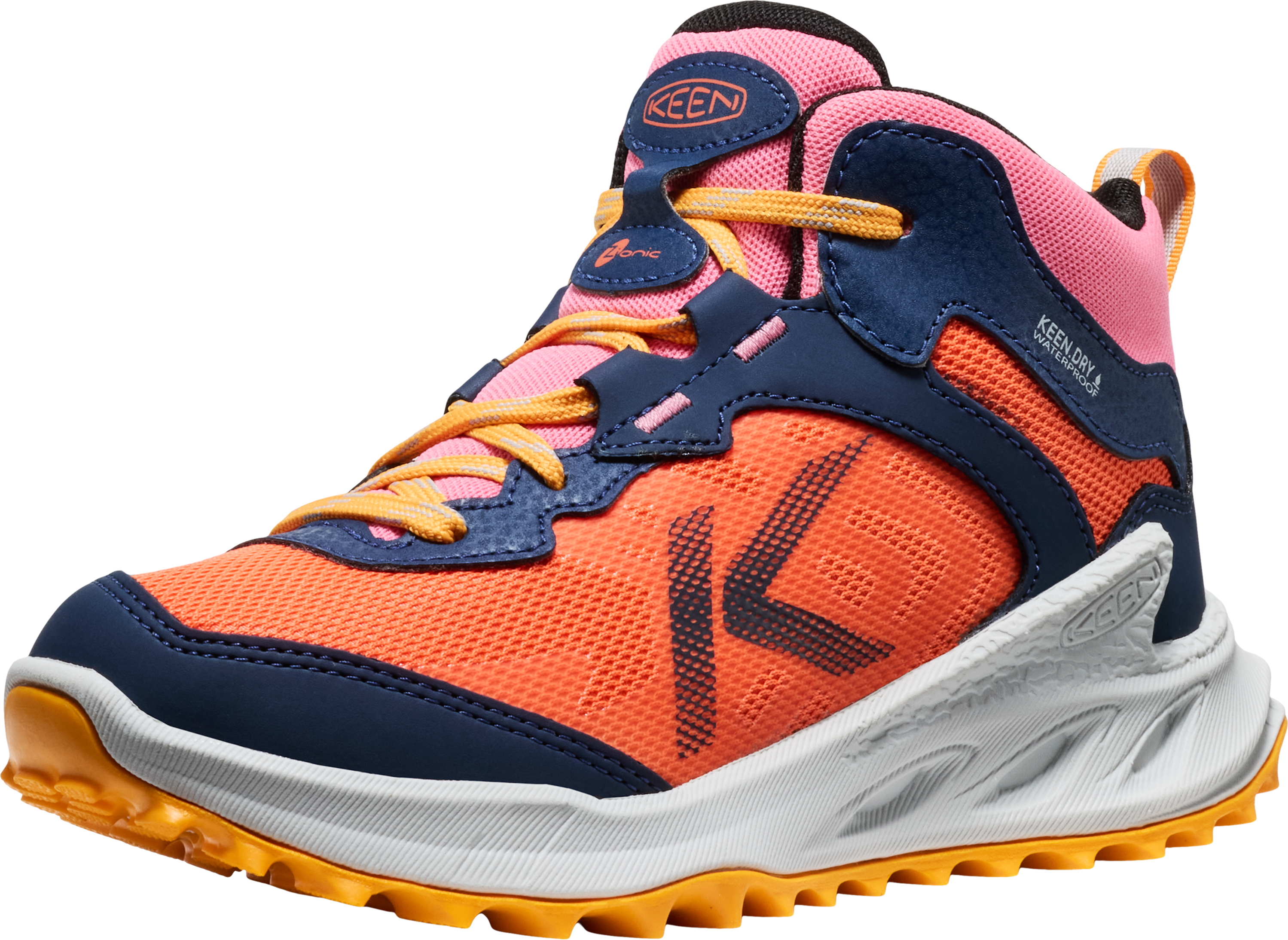 Outdoorschuh KEEN "ZIONIC MID WP", Kinder, Gr. 34, Textil, orange (naval academy, nasturtium), Synthetik, Textil, Schuhe Outdoorschuh, wasserdicht naval academy, nasturtium 34, Textil