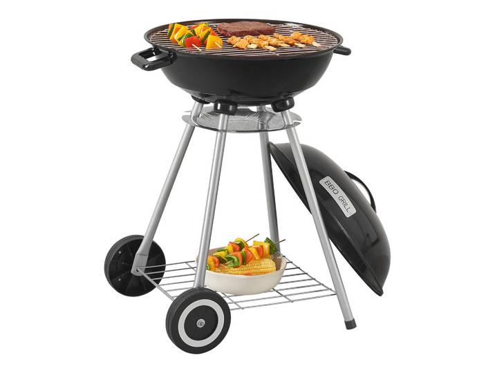 casa.pro Rundgrill Apricena, Schwarz, Metall, Rund, 80 cm, Grillen, Grills, Holzkohlegrill
