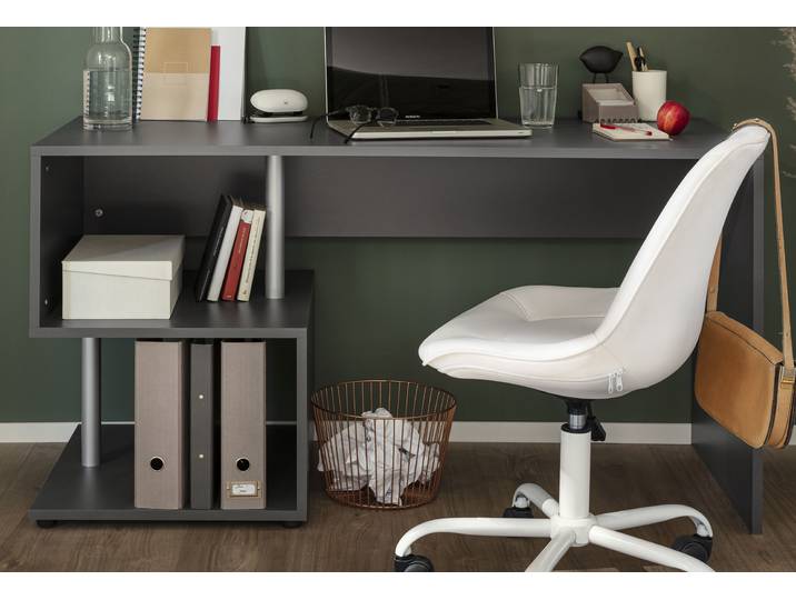 Schreibtisch VOGL MÖBELFABRIK Essy , grau (grafit), B:137cm H:73cm T:60cm, Tische, Schreibtisch, mit offenen Elementen