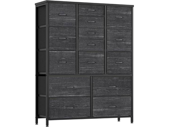Commode de rangement - PROMIRACAL - 15 tiroirs - Tissu - Métal - Noir - 100X30X120CM