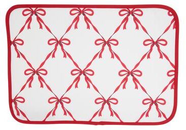 Saro Ribbon Bow Placemats (Set of 4) - Decorative Bow Print Placemats for Everyday Dining and Casual Entertaining