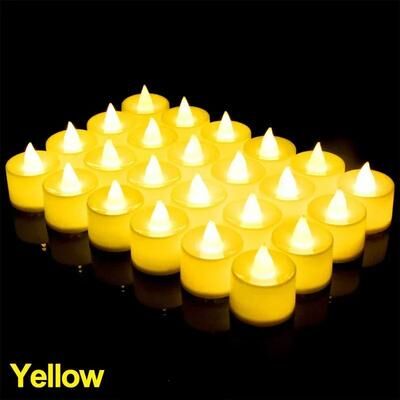 Uplift Treasures Colorful LED Flameless Tealight Candles Set yellow 3pcs