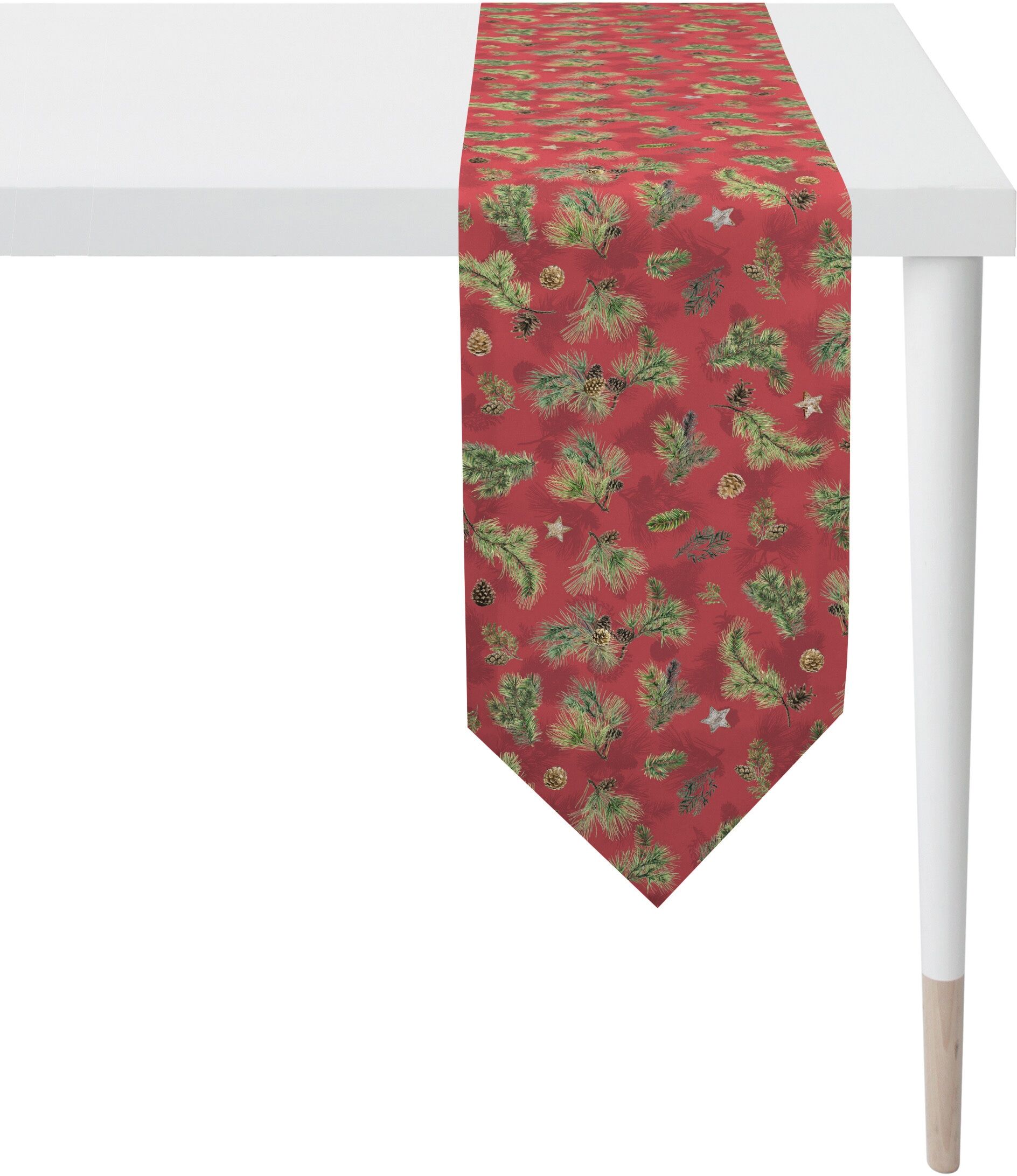 Tischband APELT "9530 WINTERWELT, Weihnachtsdeko, Weihnachten", bunt (rot, grün, bunt), B:25cm L:175cm, Baumwolle, Tischdecken, Tischband, Digitaldruck rot, grün, bunt B/L: 25cm x 175cm, 1 Stk., sechseckig