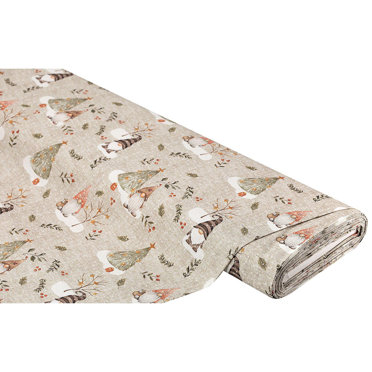 Dekostoff Wichtel Elias "Lorena", taupe-color
