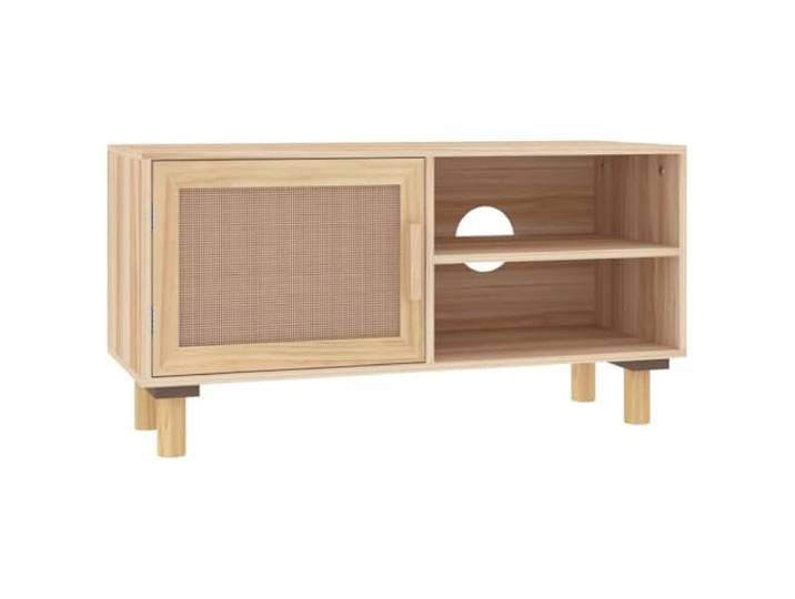 vidaXL Tv-meubel 80x30x40 cm massief grenenhout en rattan bruin, tv-meubel, hifi-kasten, media meubels, hifi-meubels, media-kasten, tv kasten