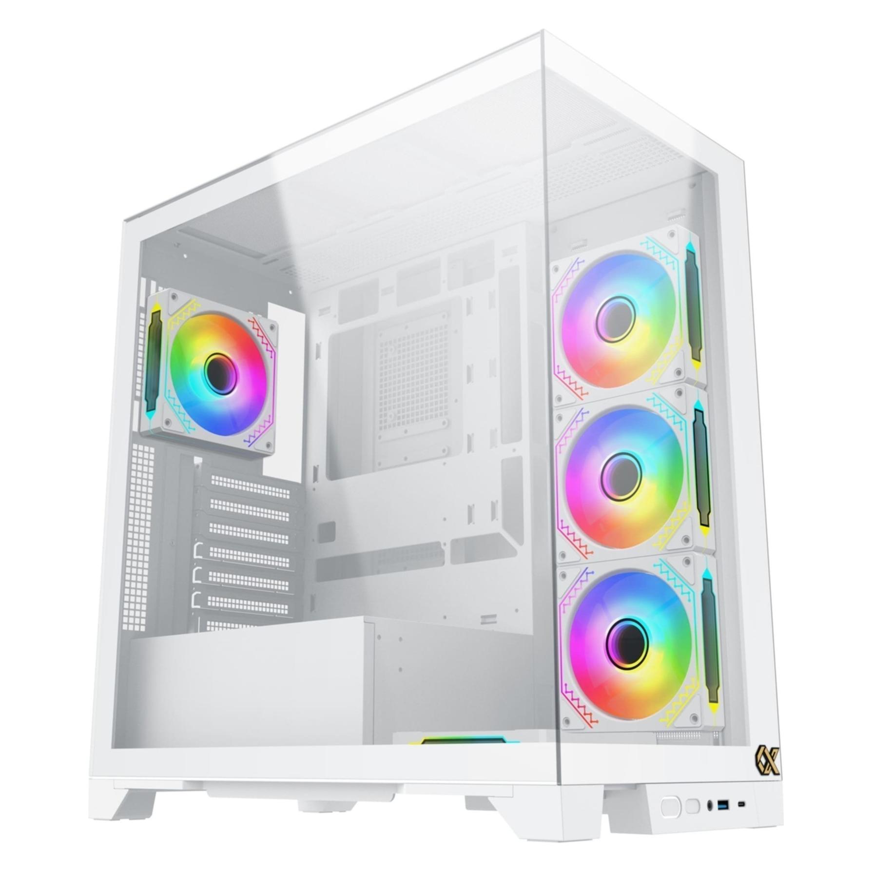 Xigmatek Boitier Moyen Tour ATX Endorphin Ultra RGB avec panneaux vitrés (Blanc) (ATX, mATX, Mini-ITX) (EN41334)