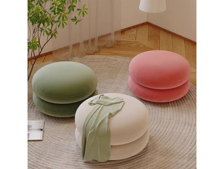 Petit tabouret de salon en laine d'agneau, banc rond domestique, tabouret de canapé pour enfants, tabouret bas, tabouret simple pour chaussures
