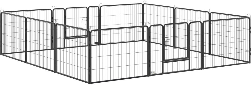PawHut 60cm H Panel Metal Exercise Pen With Door Black Small (10-20lbs)