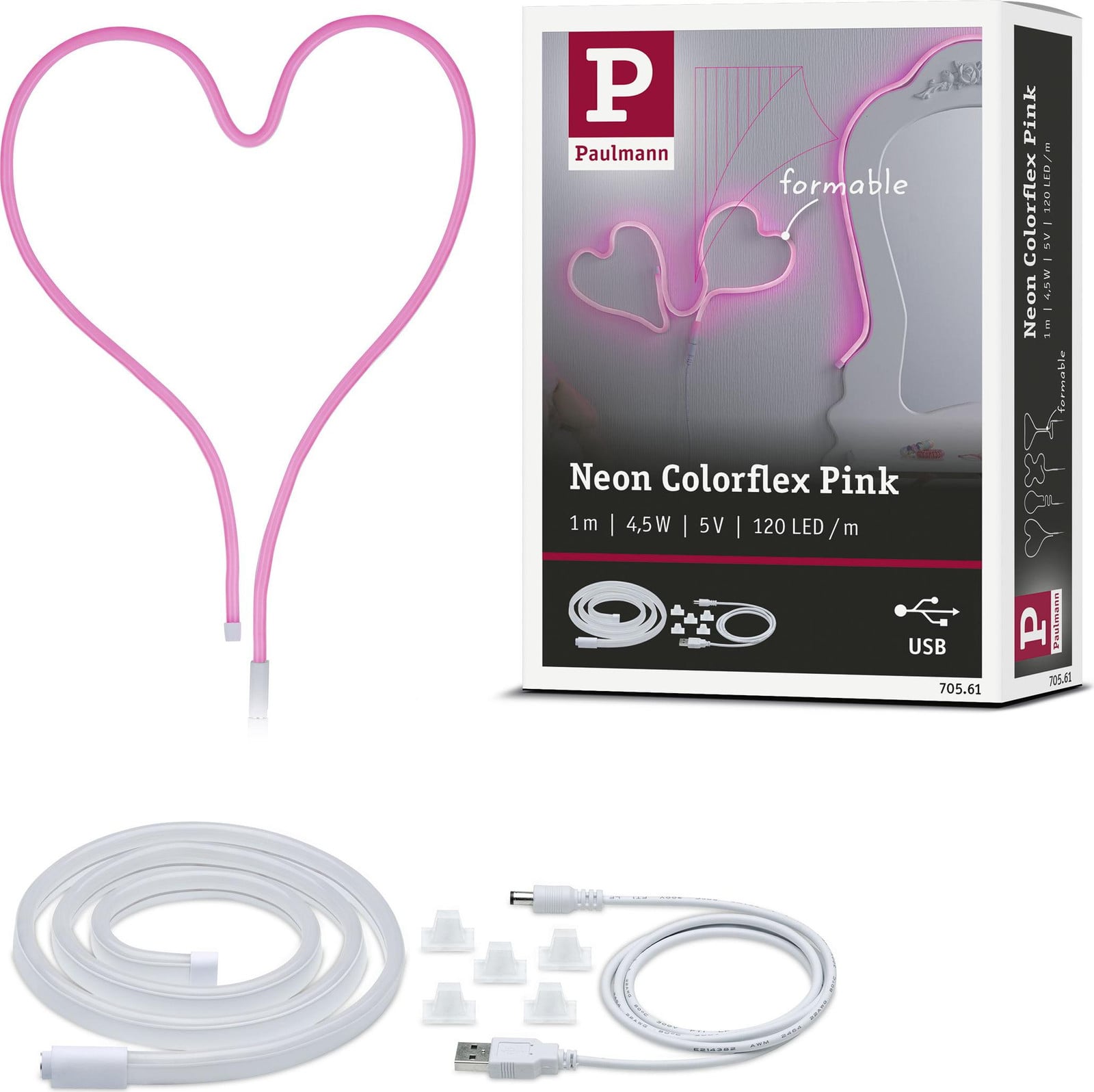Paulmann USB LED-strip Neon Colorflex, roze