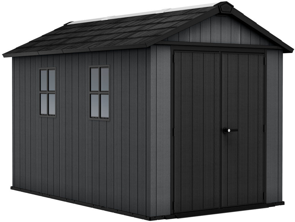 Keter Newton 7 ft. W x 11 ft. D Apex Outdoor Garden Shed Brown 228cm W X 350cm D X 252cm H