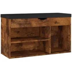 Helloshop26 - Schuhbank Stiefelaufbewahrung Kommode Regal Eingangsmöbel mit Kissen braunes Holzwerkstoff 02_0022869