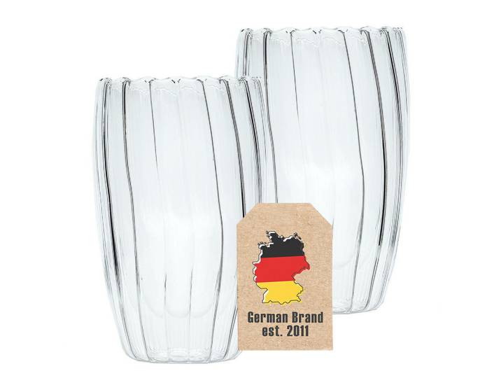 Intirilife Thermo Glas SET 350 ml (2-tlg), Transparent, Glas, 0.35 L, doppelwandig, Glas, Gläser-Sets