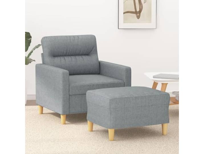 HEFZGDB Sessel mit Hocker Hellgrau 60 cm Stoff Polsterung Modernes Design Wohnzimmer Sitzgruppe Relaxsessel Bequem Langlebig Atmungsaktiv Strapazierfähig Robustes Gestell Kompakt