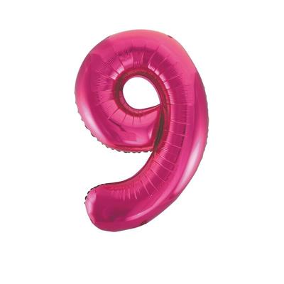 Folienballon Zahl 9 pink