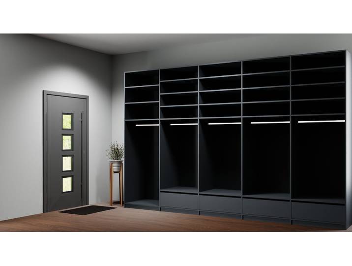 Offener Kleiderschrank nach Maß Premium Dekore Schwarz