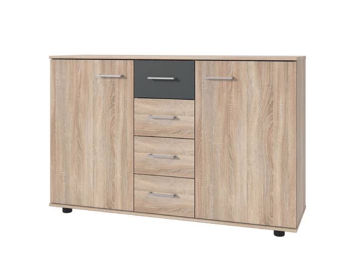 Sideboard Taiga 130 x 83 x 41cm Braun/Eiche Sägerau Dekor/Graphit