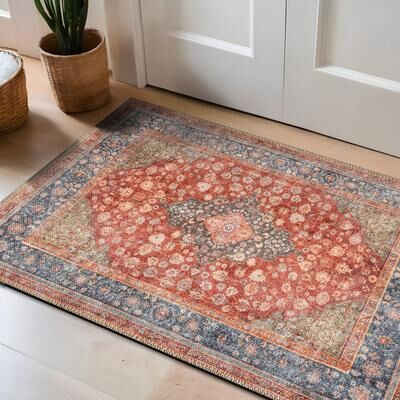 World Rug Gallery Traditional Flat Pile Washable Non-Slip Area Rug