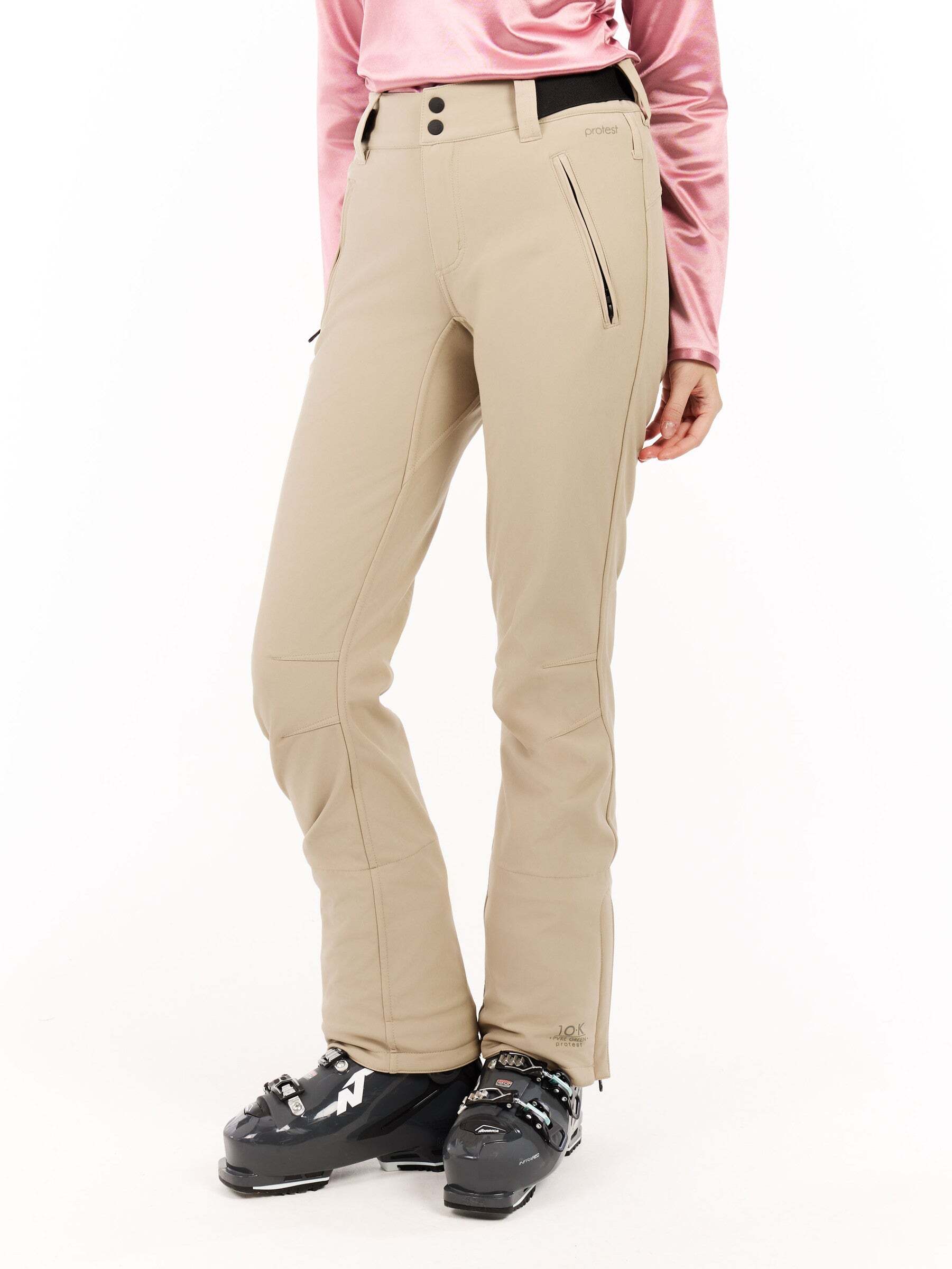 Schneehose PROTEST "Skihose PRTRELOLE" Gr. S, beige (bamboobeige), Hosen, Damen, S, EURO, Obermaterial: 94% Polyester PES. 6% Elasthan EL., Schneehose bamboobeige S, EURO